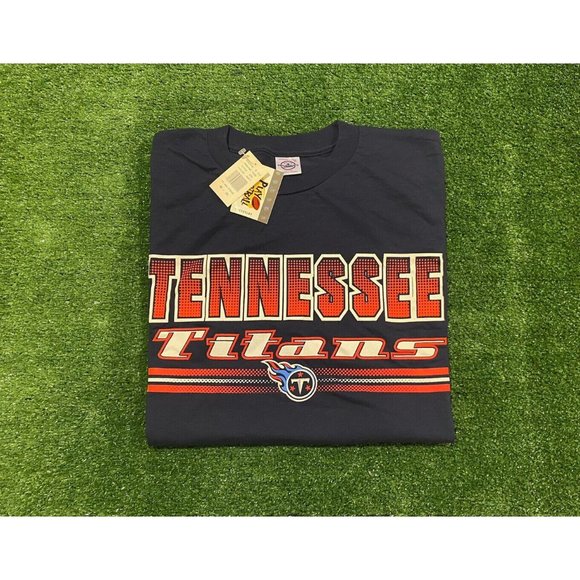 Vintage Bacon and Co Tennesee Titans spell out graphic t-shirt NWT blue XL - Picture 1 of 9